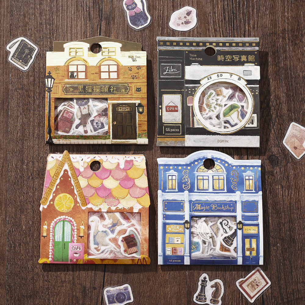 BGM Flake Stickers - Imaginary Shopping Street - Black Kitten Detective Agency