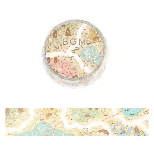 BGM Washi Tape - Fushigina Tabi - Mysterious Journey - Map