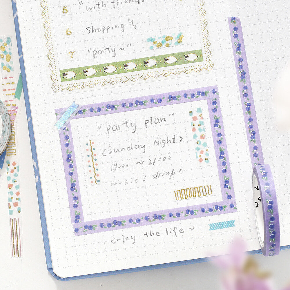 BGM Slim Washi Tape - Blueberry