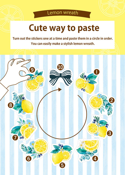 Bande Washi Tape Sticker Roll - Lemon Wreath