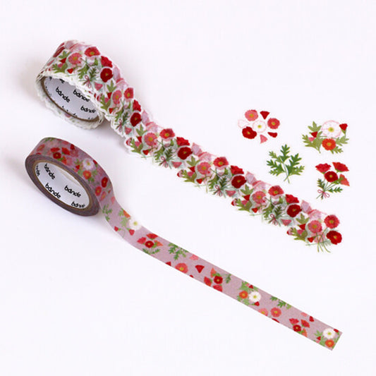 Bande Washi Tape Sticker Roll - Flower Meanings - Poppy: A Premonition of Love