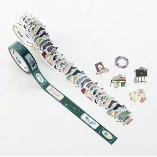 Bande Washi Tape Sticker Roll - Books and Violets